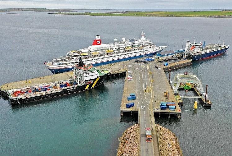 Ferries berthed at Orkney Harbour
